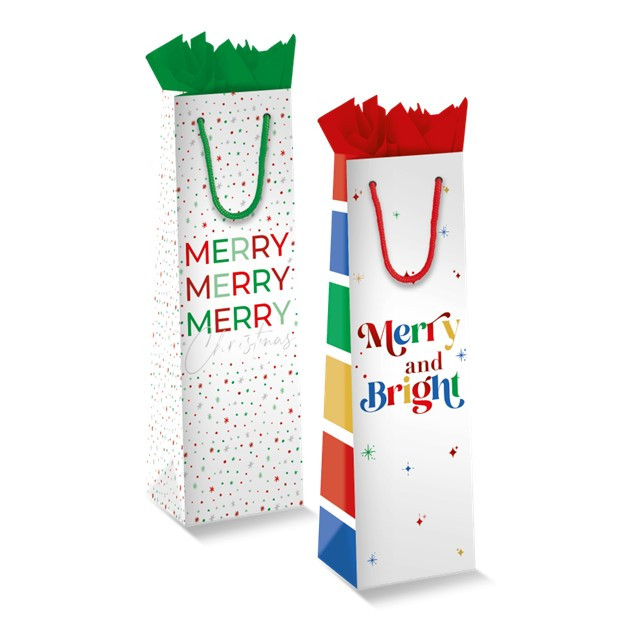 BOLSA REGALO BOTELLA CARTON NAVIDAD
