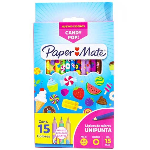 LAPICES COLORES RED PAPERMATE CANDY POP 15PZ