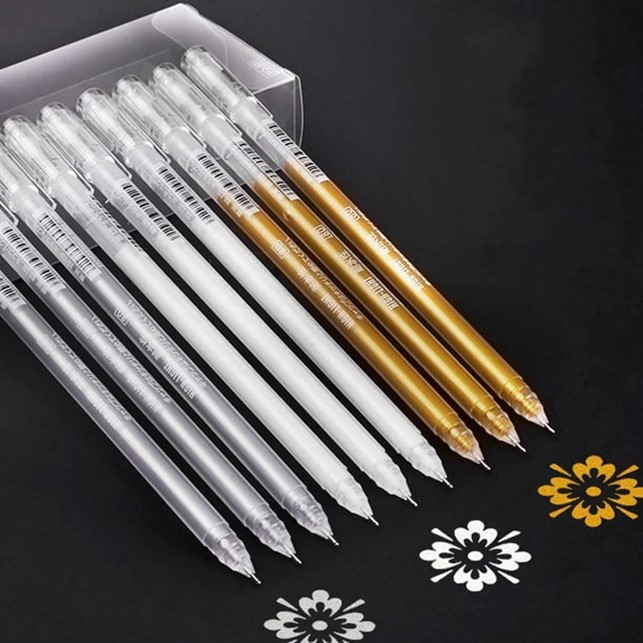 BOLIGRAFO GEL BCO/ORO/PLATA